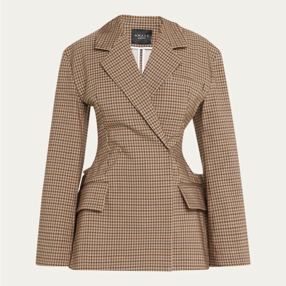A.W.A.K.E. MODE's Deconstructed Gingham cotton-blend blazer- NWOT